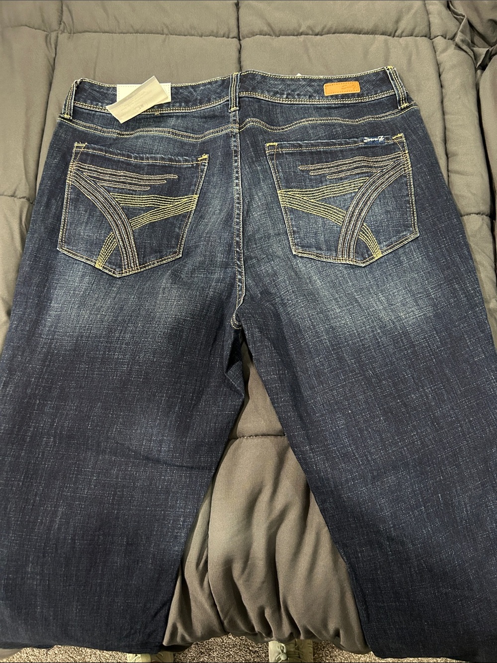 Seven7 Women’s Dark Blue Bootcut Jeans with Contrast Stitching - Picture 4 of 10